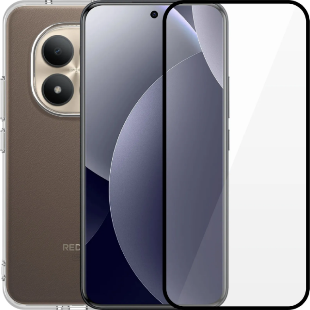 Θήκη & Tempered Glass Xiaomi Redmi Note 15 Pro Plus / Poco M8 Pro Vivid Set TPU Case Σετ Διάφανη Σιλικόνης & Full Face Αντιχαρακτικό Γυαλί Προστασίας Οθόνης - Transparent / Black (VI-TPU-TG.FF 1-26010007)