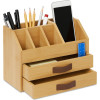 Οργανωτής Γραφείου Relaxdays από Μπαμπού με 2 x Συρτάρια & Υποδοχή Κινητού 19 x 24 x 14 cm - Natural (10051362_469)
