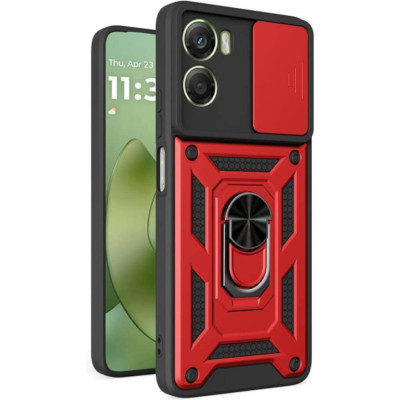 Θήκη Motorola Moto G06 Bodycell Armor Slide Ανθεκτική με Κάλυμμα για την Κάμερα & Μεταλλικό Ring Holder - Red (5206015084782)