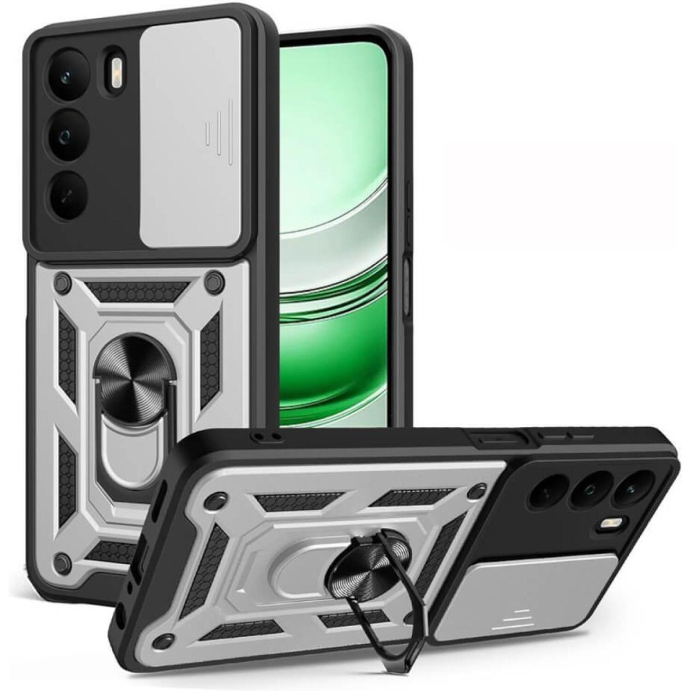 Θήκη Realme C71 Bodycell Armor Slide Ανθεκτική με Κάλυμμα για την Κάμερα & Μεταλλικό Ring Holder - Silver (5206015085772)