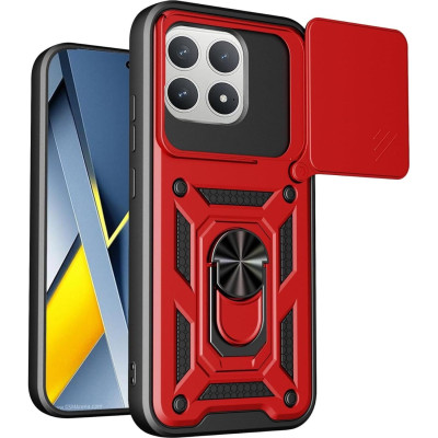 Θήκη Xiaomi Poco F8 Pro Bodycell Armor Slide Ανθεκτική με Κάλυμμα για την Κάμερα & Μεταλλικό Ring Holder - Red (5206015085918)