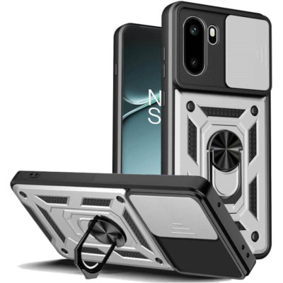 Θήκη OnePlus 15R Bodycell Armor Slide Ανθεκτική με Κάλυμμα για την Κάμερα & Μεταλλικό Ring Holder - Silver (5206015085741)