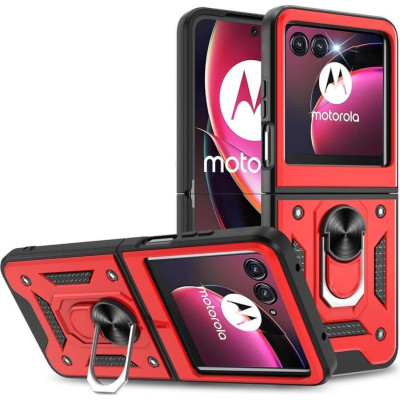 Θήκη Motorola Razr 60 / 60 Ultra Bodycell Armor Slide Ανθεκτική με Μεταλλικό Ring Holder - Red (5206015085703)