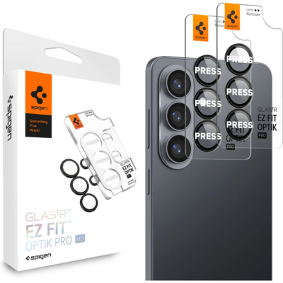 Tempered Glass Samsung Galaxy S26 Spigen GLAS.tR EZ Fit OPTIK Pro HD Camera Lens Protector Αντιχαρακτικό Γυαλί Προστασίας για Φακό Κάμερας 2 Τεμάχια - Black (AGL11099)