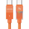Καλώδιο Type-C Usams SJ775 U93 σε Type-C για Γρήγορη Φόρτιση & Μεταφορά Δεδομένων με LED 120cm 240W - Orange (6958444997261)