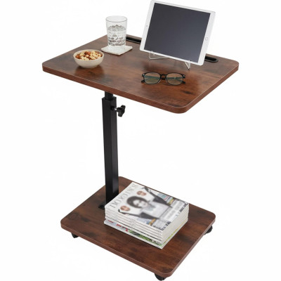 Βοηθητικό Τραπεζάκι Καναπέ Relaxdays Ρυθμιζόμενο με Ροδάκια & Θέση για Tablet / Κινητό 40 x 30 cm - Brown / Black (10052990)