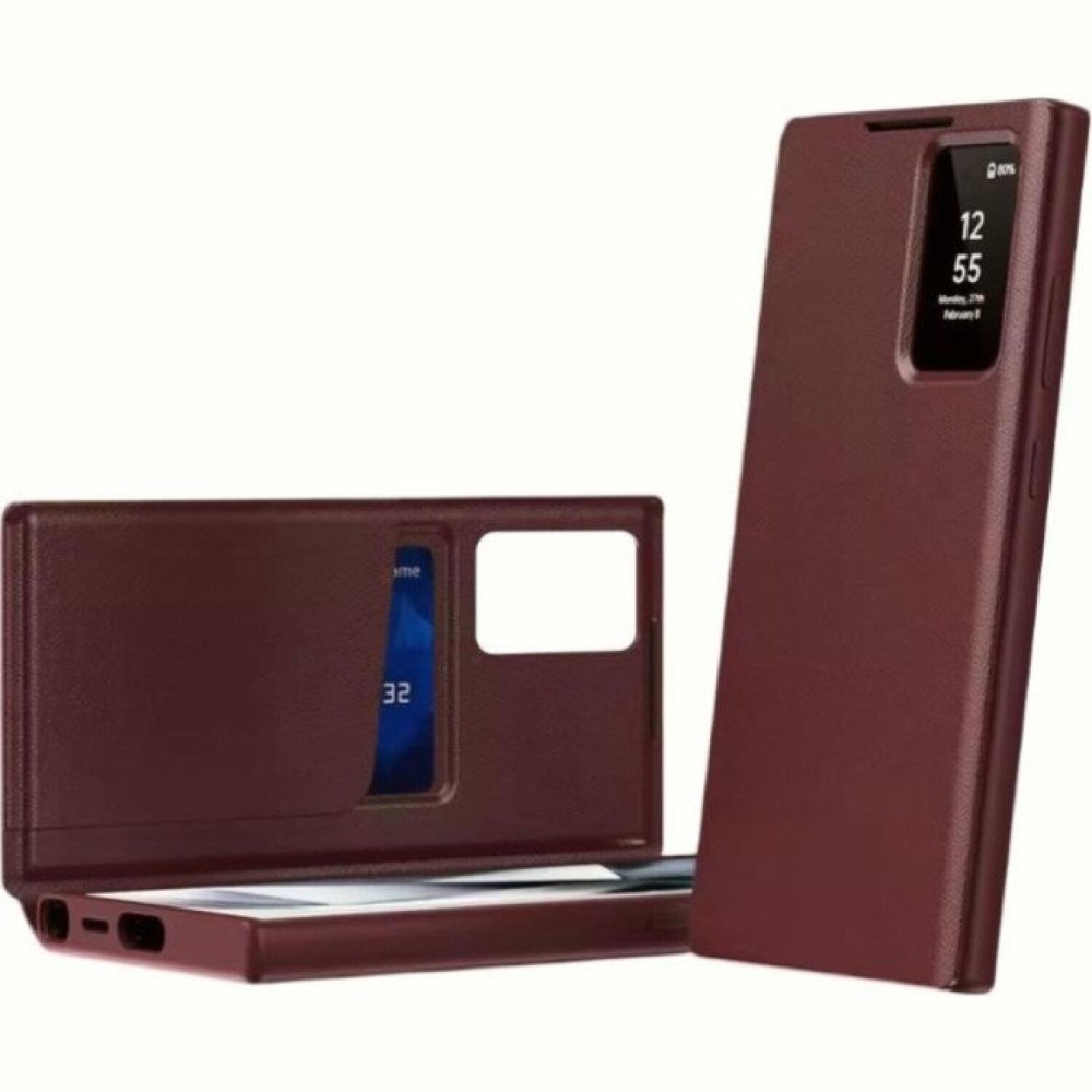 Θήκη Samsung Galaxy S22 Ultra 5G Techsuit SmartView Series Flip με Ενεργό Πορτάκι - Red (5949419303744)