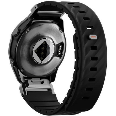 Λουράκι Garmin Watch 26mm Uniq Fluo από Αδιάβροχη Σιλικόνη & Ανοξείδωτο Ατσάλι - Midnight Black (UNIQ-26MM-FLUOMBLK)