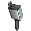 Φορτιστής Αυτοκινήτου Lisen 4 in 1 με Θύρες 1 x USB-A / 1 x Type-C & Πτυσσόμενα Καλώδια 1 x Type-C / 1 x Lightning 69W - Dark Grey / Black (6941237431141)