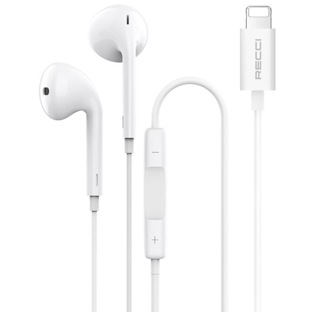 Recci REP-L28 - Ενσύρματα Handsfree Ακουστικά Lightning - White (6955482503751)