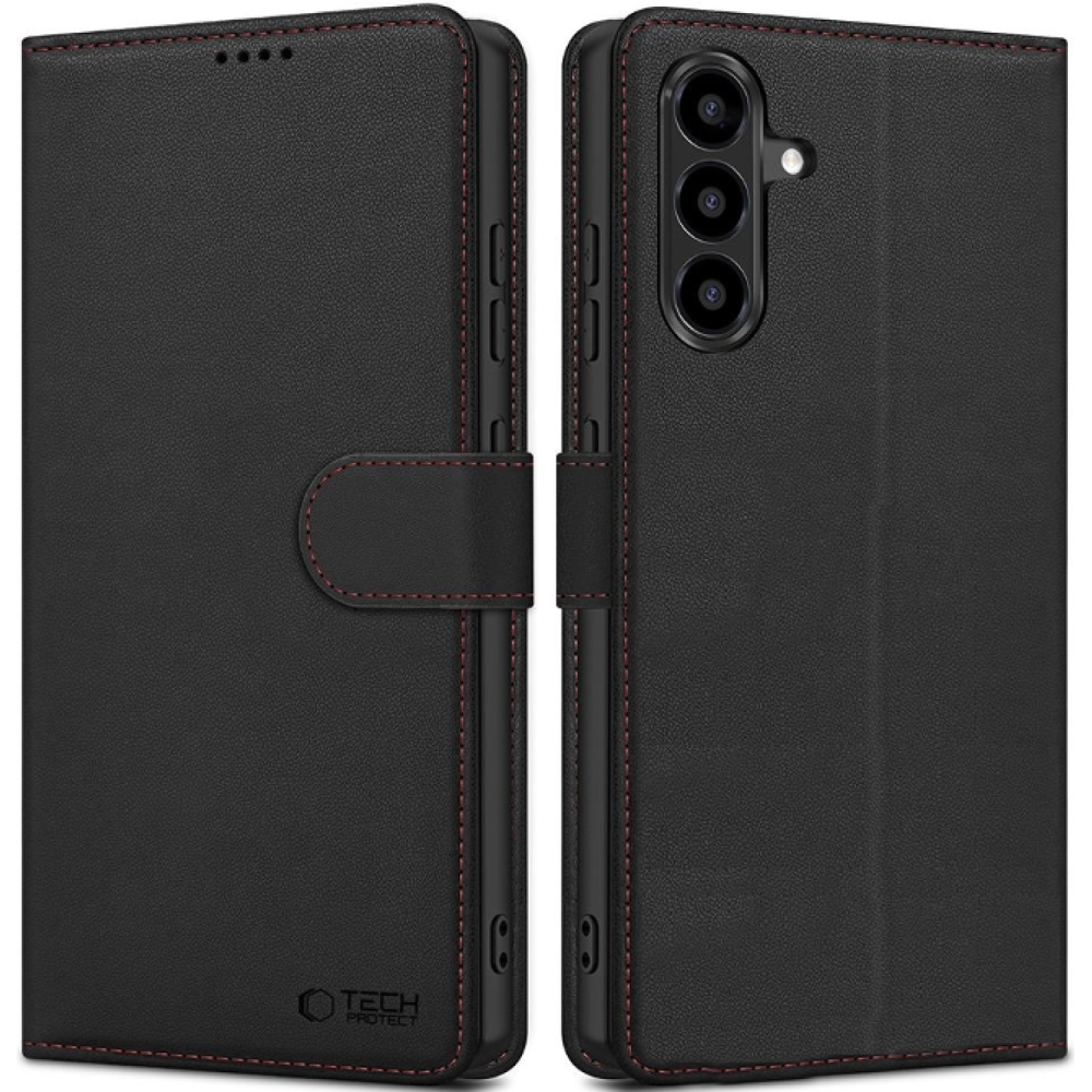 Θήκη Samsung Galaxy A57 Tech-Protect Wallet Galaxy Πορτοφόλι από Οικολογικό Δέρμα - Black / Red (5906302392186)