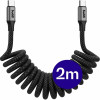 Καλώδιο Type-C Buddi Flex σε Type-C Σπιράλ Φόρτισης και Μεταφοράς Δεδομένων 200cm 60W 5 Έτη Εγγύηση - Black (8719246560422)