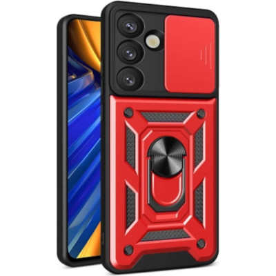 Θήκη Samsung Galaxy S26 Bodycell Armor Slide Ανθεκτική με Κάλυμμα για την Κάμερα & Μεταλλικό Ring Holder - Red (5206015086212)