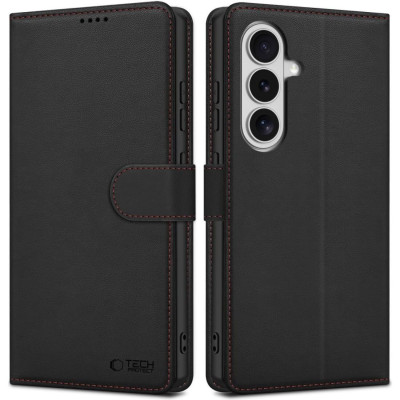 Θήκη Samsung Galaxy S26 Tech-Protect Wallet Galaxy Πορτοφόλι από Οικολογικό Δέρμα - Black / Red (5906302390403)