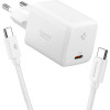 Φορτιστής Spigen EE451EU GaN Pro Γρήγορος Τοίχου / Αντάπτορας με 1 x Θύρα Type-C 45W & Καλώδιο Type-C 100W - White (ACH09473)