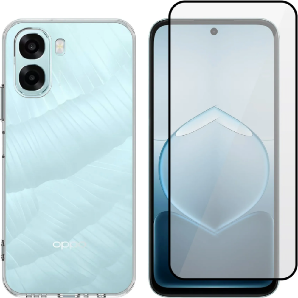 Θήκη & Tempered Glass Oppo A6x 5G Vivid Set TPU Clear Case Σετ Διάφανη Σιλικόνης & Full Face Αντιχαρακτικό Γυαλί Προστασίας Οθόνης - Transparent / Black (VIVGGS000032)