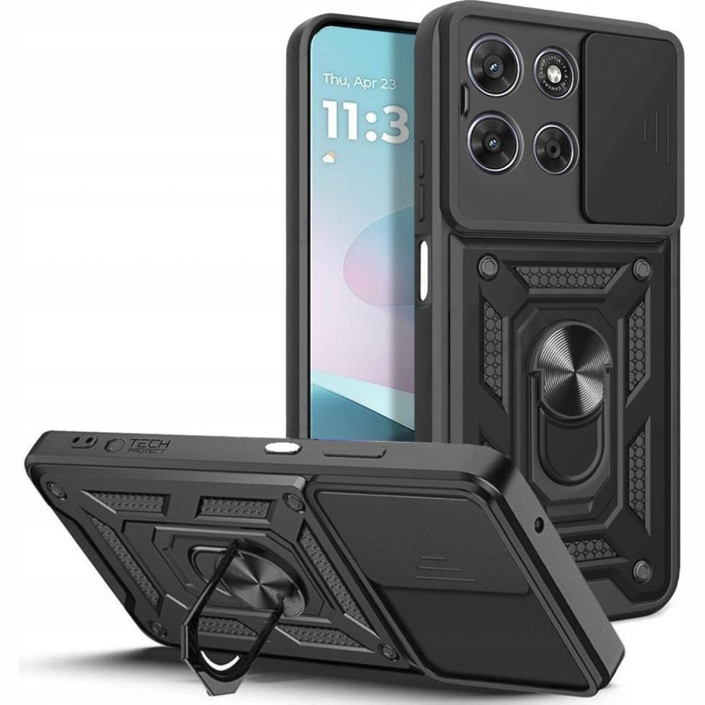 Θήκη Motorola Moto G67 Power / G57 Power Tech-Protect Camshield Pro Ανθεκτική με Κάλυμμα για την Κάμερα & Ring Holder - Black (5906302323203)