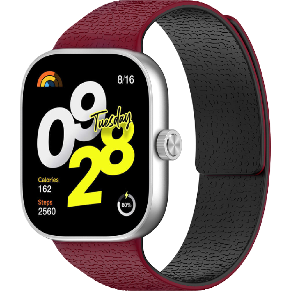 Λουράκι Xiaomi Smart Band 9 Pro / 8 Pro / Redmi Watch 6 / 5 / 4 Techsuit Watchband W016 Μαγνητικό Σιλικόνης - Wine Red / Black (5949419340954)
