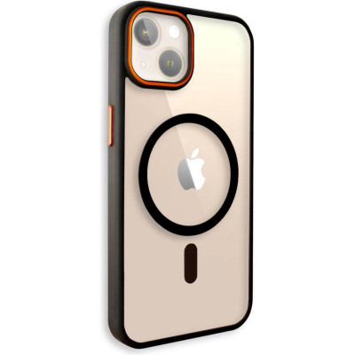 Θήκη iPhone 13 Bodycell DualTone Hybrid Case Διάφανη Σκληρή με MagSafe & TPU Bumper - Black (5206015086410)
