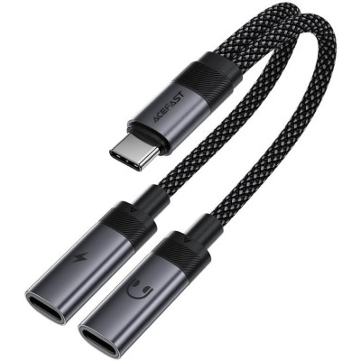 Αντάπτορας Acefast J14 2-in-1 Splitter Ήχου & Φόρτισης Type-C (Male) σε 2 x Type-C (Female) 60W - Black (6974316285823)