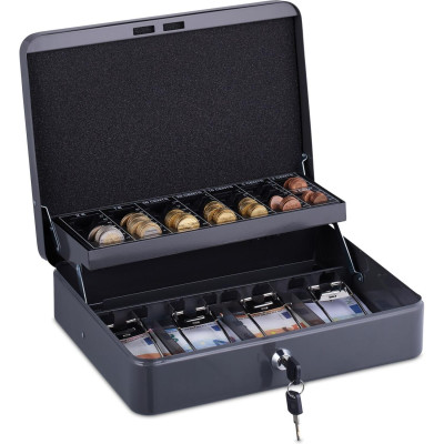 Κουτί Ταμείου Relaxdays Cash Box with Coin Counting Board Θήκη για Χαρτονομίσματα & Kέρματα με Κλειδαριά - Gray (10047774_111)