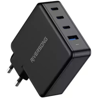 Φορτιστής Riversong PowerKub G100 Quad Γρήγορος Ταξιδιού / Αντάπτορας με 1 x USB-A / 3 x Type-C 100W - Black (AD105)