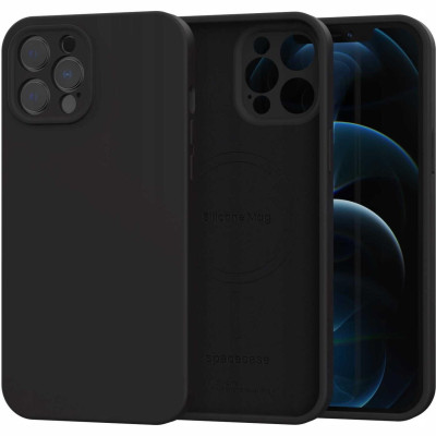 Θήκη iPhone 12 Pro Max Spacecase Silicone Mag Case Σιλικόνης με MagSafe - Black (5905719138684)