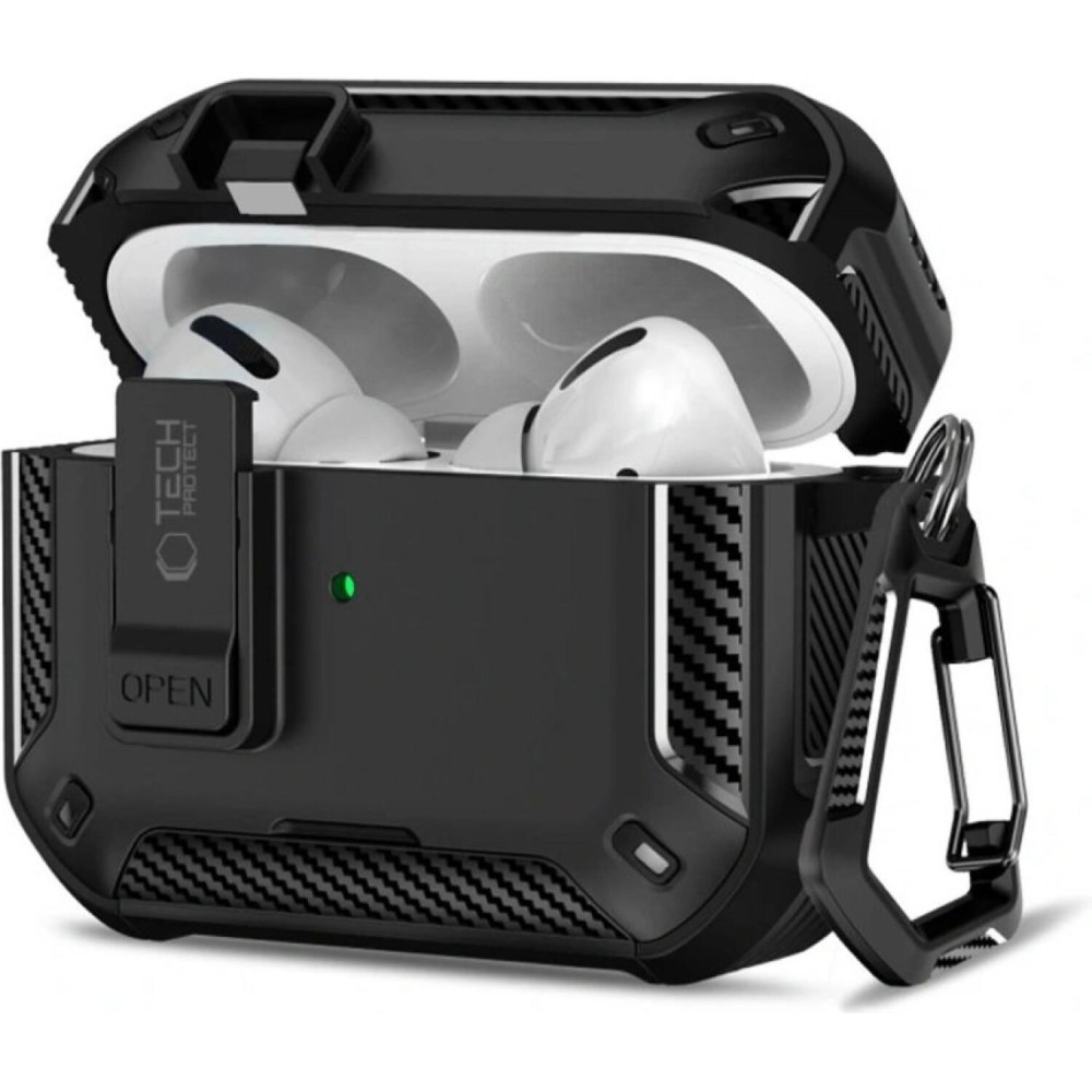 Θήκη AirPods Pro 3rd Gen Tech-Protect Carbonox Σκληρή με MagSafe & Ενσωματωμένη Βάση για Smartphones - Black (5906302333172)