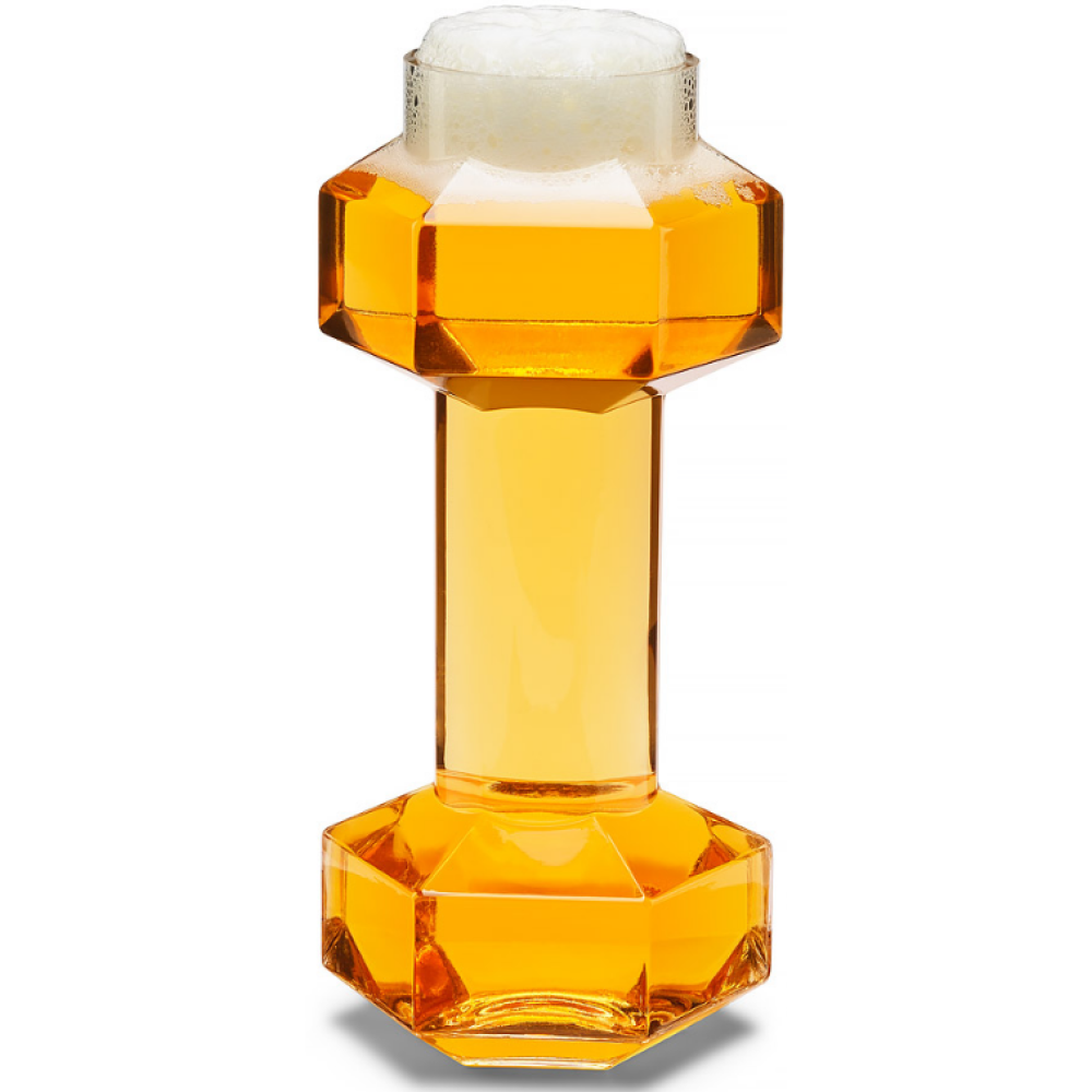 The Source Winning Dumbbell Beer Glass - Γυάλινο Ποτήρι Μπύρας σε Σχήμα Βαράκι Γυμναστικής - 600ml (5056327914709)