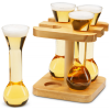 The Source Winning Mini Yards Of Ale - Σετ με 4 Μίνι Γυάλινα Ποτήρια Μπύρας / Κρασιού / Ποτού με Ξύλινη Βάση - 55ml (5056327915461)