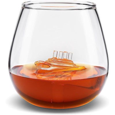 The Source InGenious Sinking Ship in a Glass - Γυάλινο Ποτήρι Ποτού / Ουίσκι με Διακοσμητικό Βυθιζόμενο Πλοίο στο Εσωτερικό του - 610ml (5056327915829)