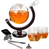 Γυάλινο Σετ Ποτού MikaMax Globe Decanter Set σε Σχήμα Υδρογείου με 1 x Καράφα Σερβιρίσματος με Πώμα / 2 x Ποτήρια / 1 x Λαβίδα / 1 x Χωνί / 9 x Πέτρες Ουίσκι (8719481354619)