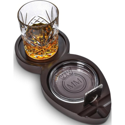 Σετ Ουίσκι & Πούρων MikaMax Whiskey & Cigar Tray με 1 x Ξύλινο Δίσκο / 1 x Ποτήρι / 1 x Τασάκι / 1 x Κόφτης Πούρων / 9 x Πέτρες Ουίσκι (8719481358556)
