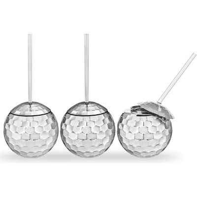 Σετ Ποτήρια Ντισκομπάλες MikaMax Disco Ball Cups με Καλαμάκια για Party 3 Τεμάχια 600ml (8721154050117)