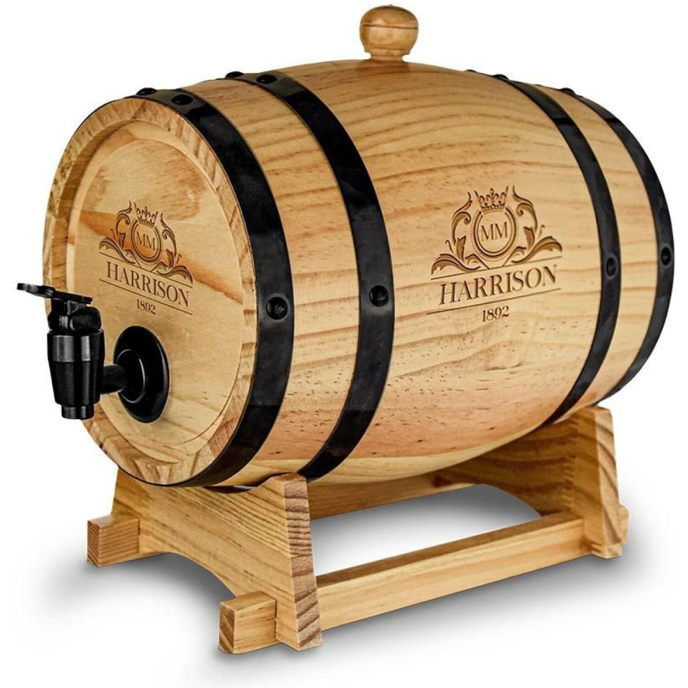 Βαρέλι για Ποτά MikaMax Harrison 1892 Wooden Barrel Dispenser Διανεμητής από Ξύλο Πεύκου με Βάση / Ασκούς & Βρυσάκι 3L (8719481358327)