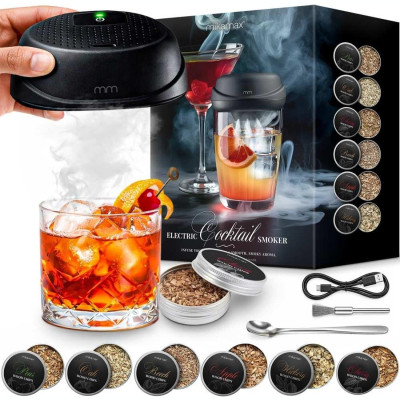 Σετ Καπνίσματος Κοκτέιλ MikaMax Electric Cocktail Smoker Ηλεκτρικό Επαναφορτιζόμενο με 6 Αρώματα Ξύλου - Black (8721154050582)