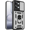 Θήκη Xiaomi Poco X8 Pro Max Bodycell Armor Slide Ανθεκτική με Κάλυμμα για την Κάμερα & Μεταλλικό Ring Holder - Silver (5206015086731)