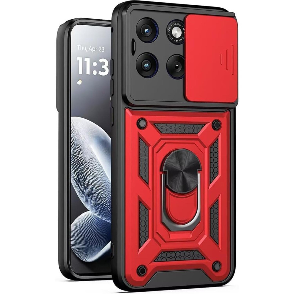 Θήκη Motorola Edge 70 Fusion Bodycell Armor Slide Ανθεκτική με Κάλυμμα για την Κάμερα & Μεταλλικό Ring Holder - Red (5206015086632)