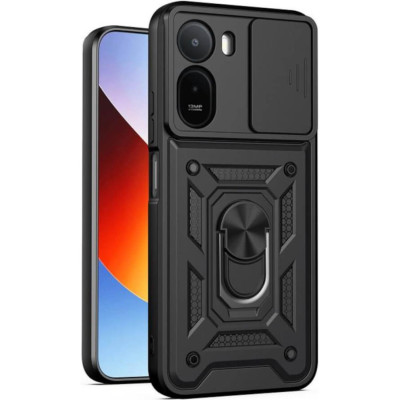Θήκη Xiaomi Poco C81 / Poco C81 Pro Bodycell Armor Slide Ανθεκτική με Κάλυμμα για την Κάμερα & Μεταλλικό Ring Holder - Black (5206015086656)