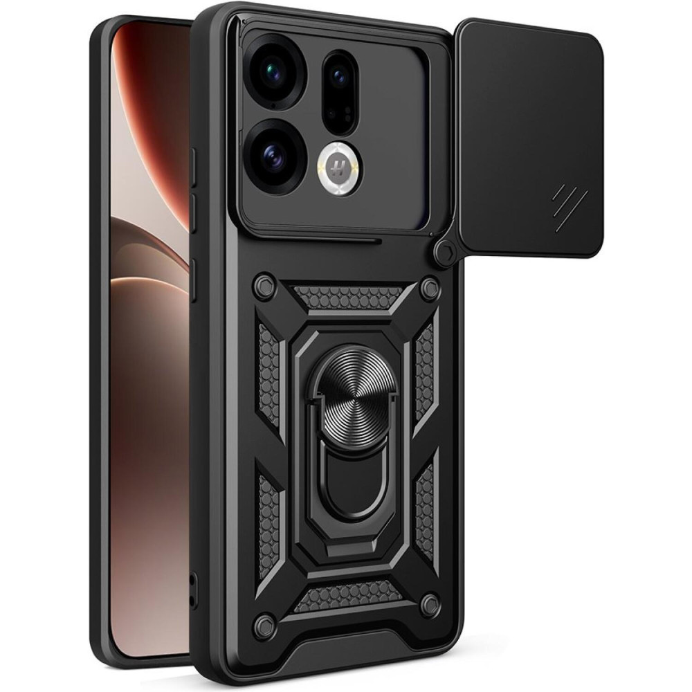 Θήκη Oppo Find X9 Techsuit CamShield Ανθεκτική με Κάλυμμα για την Κάμερα & Μεταλλικό Ring Holder - Black (5949419344464)