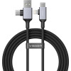 Καλώδιο USB-A / Type-C Veger V313 2 σε 2 Φόρτισης και Μεταφοράς Δεδομένων σε Type-C / Lightning 60W 120cm - Black (6977525753435)