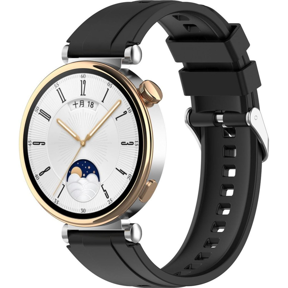 Λουράκι Smartwatch 18mm / Huawei Watch GT 4 41mm / W1 / Honor Watch S1 / Garmin Venu 2S / Vivoactive 4S Techsuit Watchband W075 Σιλικόνης - Black (5949419283794)