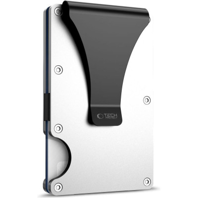 Αντικλεπτική Θήκη / Πορτοφόλι Καρτών Tech-Protect Thorn Card Wallet Σκληρή με RFID & Μεταλλικό Κλιπ - Steel Silver (5906302323821)