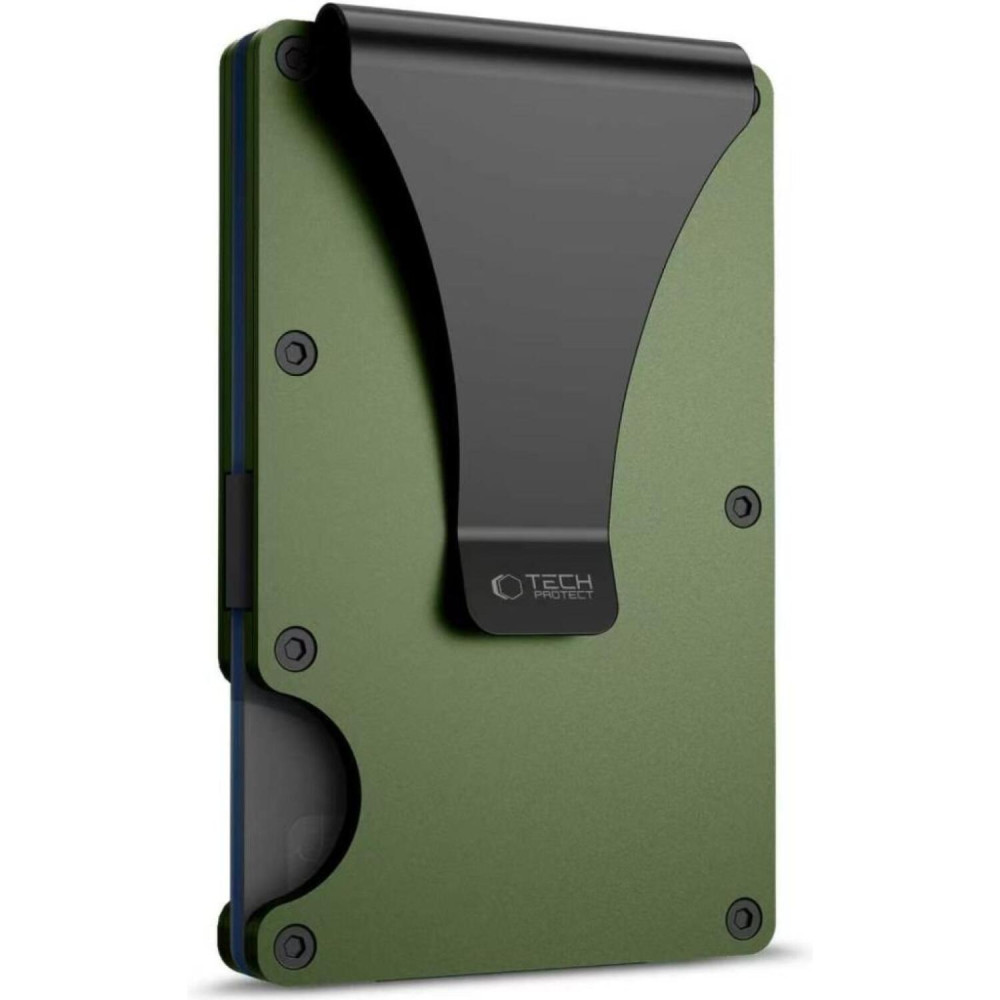 Αντικλεπτική Θήκη / Πορτοφόλι Καρτών Tech-Protect Thorn Card Wallet Σκληρή με RFID & Μεταλλικό Κλιπ - Military Green (5906302323814)