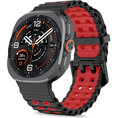 Λουράκι Samsung Galaxy Watch Ultra2 / Ultra1 2026 / 2025 / 2024 47mm Tech-Protect Iconband Pro Σιλικόνης - Black / Red (5906302325887)