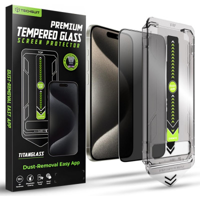 Tempered Glass iPhone 15 Pro Max Techsuit Privacy TitanGlass Full Cover Full Face Αντιχαρακτικό Γυαλί Προστασίας Απορρήτου Οθόνης - Privacy (5949419293786)