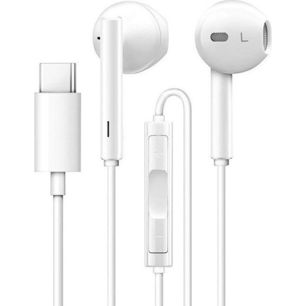 Handsfree Ακουστικά Official Huawei CM33 Ενσύρματα με Type-C & Τεχνολογία ANC Ακύρωσης Θορύβου - White (55030088)