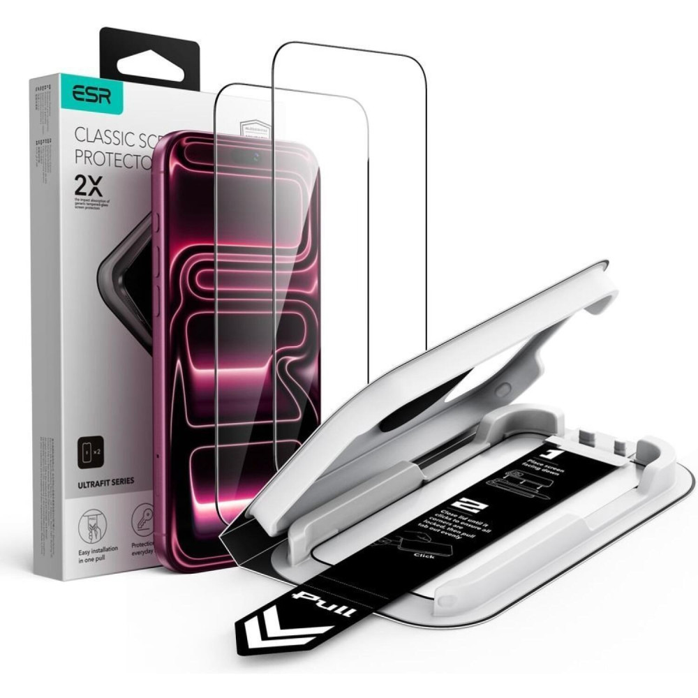 Tempered Glass iPhone 18 Pro Max / 17 Pro Max ESR UltraFit Classic Full Face Αντιχαρακτικό Γυαλί Προστασίας Οθόνης 2 Τεμάχια - Black (4894240306789)