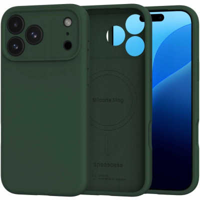 Θήκη iPhone 18 Pro Max / 17 Pro Max Spacecase Silicone Mag Case Σιλικόνης με MagSafe - Dark Green (5905719143305)