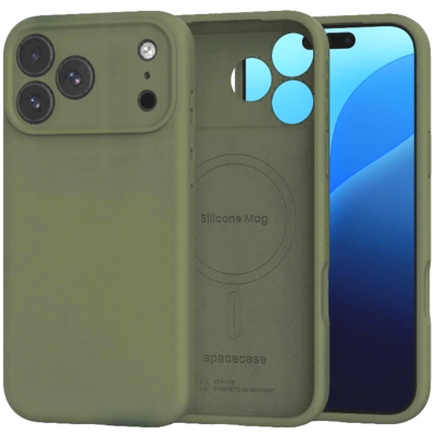 Θήκη iPhone 18 Pro Max / 17 Pro Max Spacecase Silicone Mag Case Σιλικόνης με MagSafe - Olive Green (5905719143336)